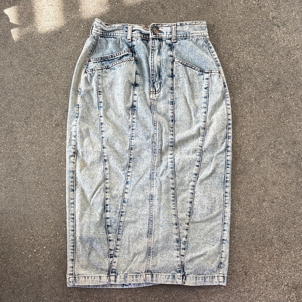 Jordache Vintage Light Blue Denim Pencil Skirt